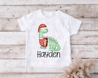 Christmas Dinosaur Shirt Custom Toddler Christmas Shirt Personalized Watercolor Dinosaur Shirt Girly Kids Dinosaur Shirt Christmas Dinosaur