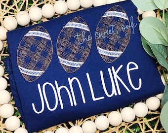 Kids Football Shirt, Custom Football Shirt, Embroidered Football Shirt, Football Shirt, Gingham Football Shirt Personalized Football Shirt