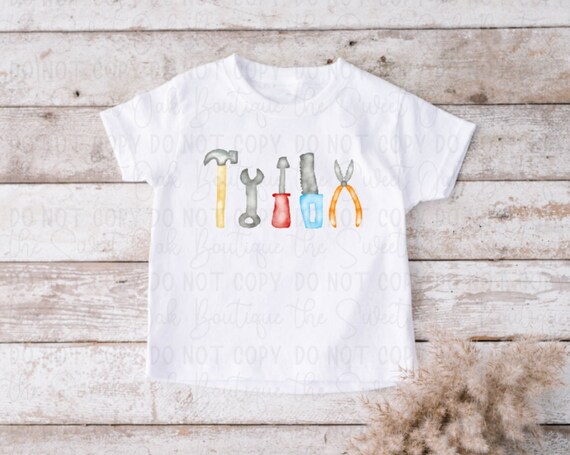 Kids Tool Shirt, Personalized Kid's Shirt, Tools Shirt, Tools Birthday, Tools Birthday Shirt, Kids Tools Shirt, Watercolor Tools Shirt