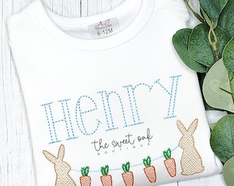 Embroidered Easter Bunny Shirt, Custom Toddler Boy Easter Shirt, Personalized Embroidered Easter Bunnies Shirt, Kids Easter Shirt