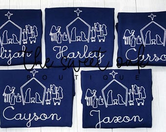 Embroidered Nativity Shirt Custom Toddler Christmas Nativity Shirt Personalized Embroidered Christmas Nativity Shirt Kids Nativity Shirt