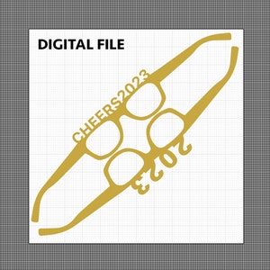 Cheers 2023 Glasses SVG File - New Year Glasses - Cutting File for Cricut - Scanncut - Silhouette and laser cutters