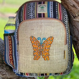 Hemp Backpack, Himalaya Hemp, Unique Backpack, Hemp Butterfly Backpack, Hippie backpack, Handmade backpack, School backpack, laptop backpack