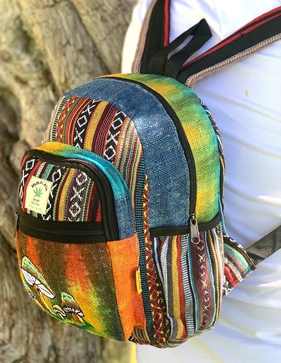 Himalayan Hemp Mini Backpack: Tie-dye Hippie School Bag - Etsy display picture 3