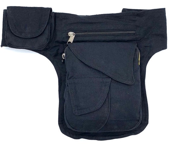 Handmade Unique Design Plain Black 4 Pocket Multipurpose Fanny Pack Hip Bag Festival Bag Travel Waist Pack 100 Cotton Etsy