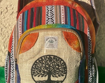 Handmade Hemp Backpack: Tree of Life, Hippie Style
