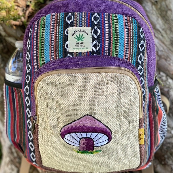 100% Hemp Backpack, Handmade backpack, Himalaya Hemp, Unique Backpack, mushroom Backpack, Hippie backpack, School backpack, laptop backpack