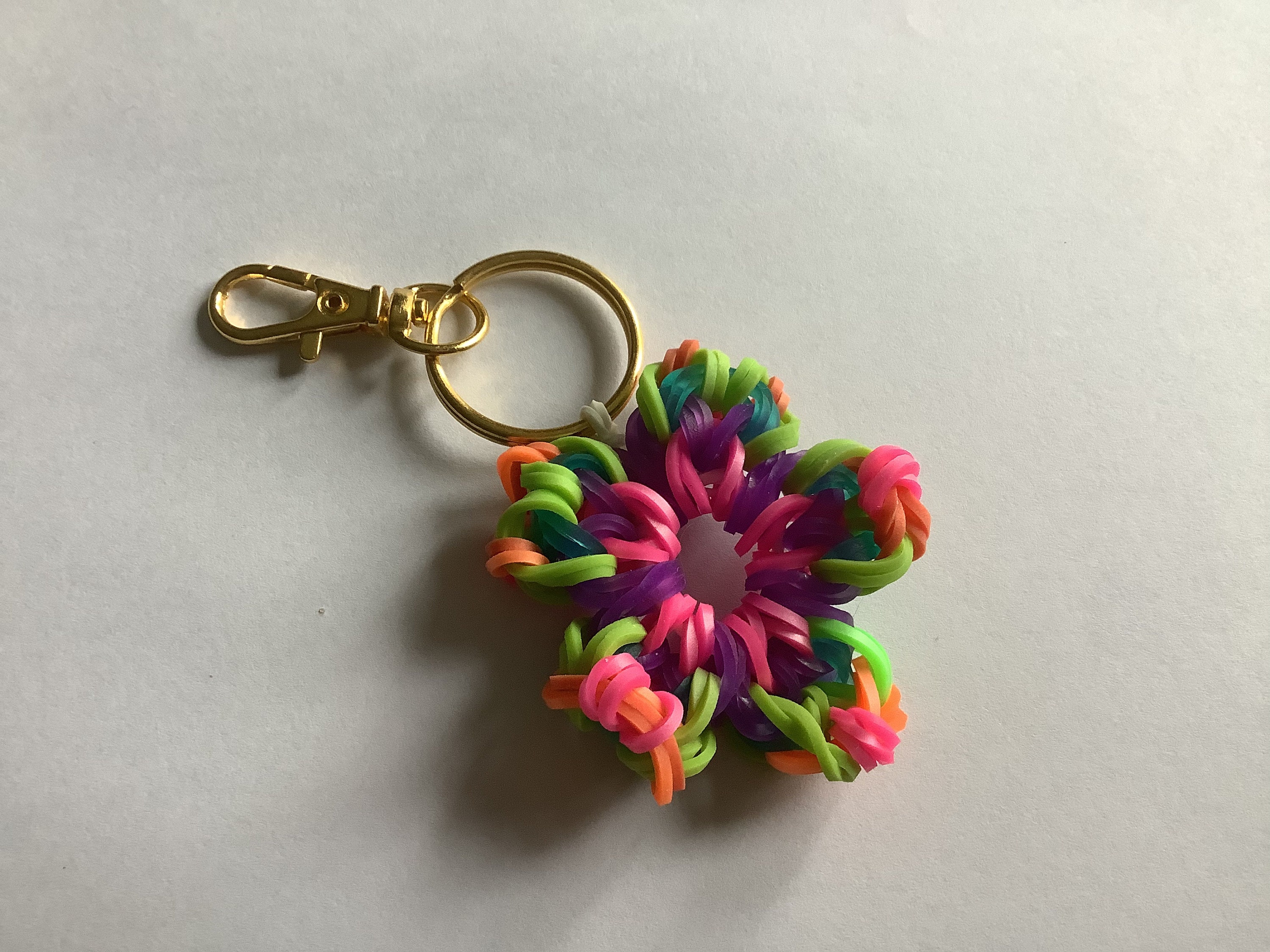 Rainbow loom Cali flower keychain Etsy