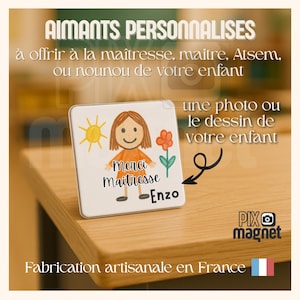 Imán personalizado Gracias Maestro - Regalo de recuerdo de fin de año escolar - gracias con una foto o el dibujo de su hijo