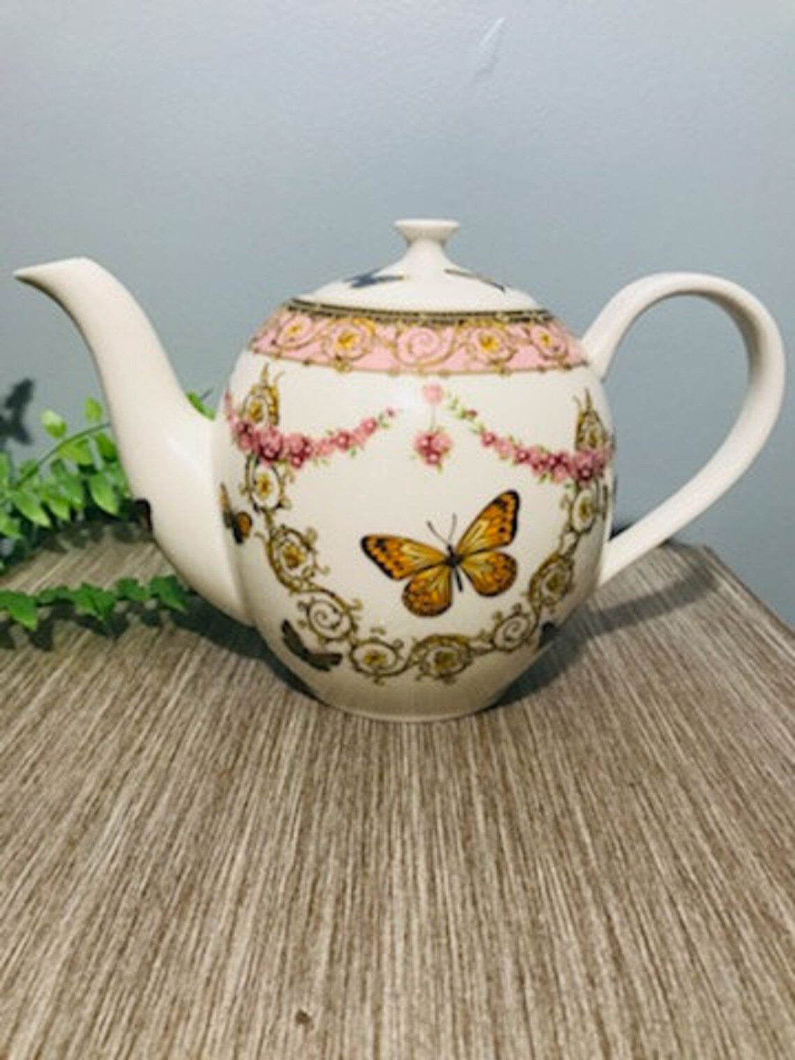 Grace's Teaware Pink Butterfly Tea Pot Etsy