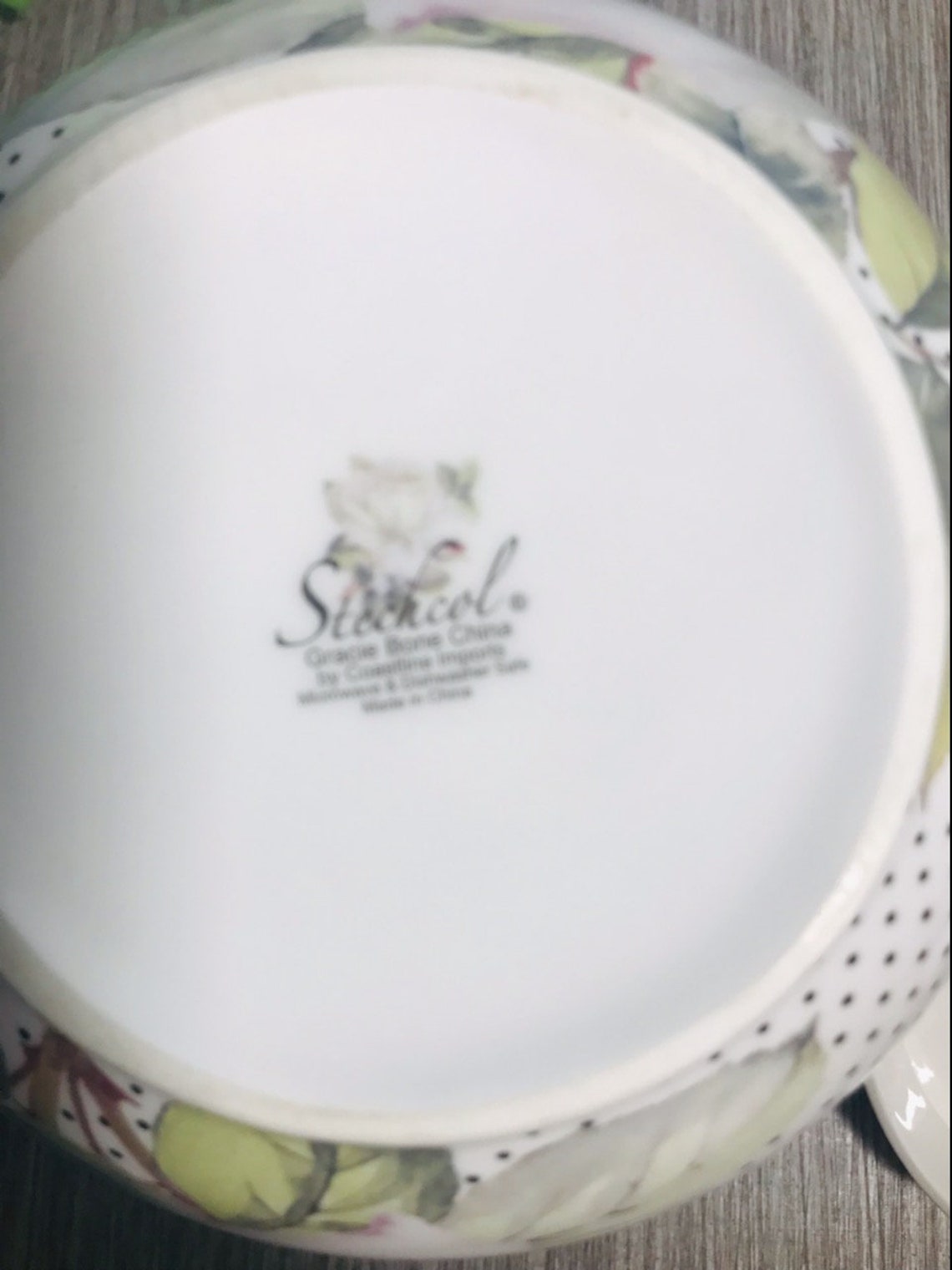 Stechcol Gracie Fine Bone China White Rose Black Dots Teapot Etsy