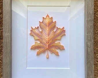 Paper Quilled Leaf, fall art, quilling artwork