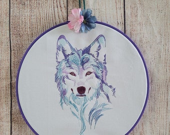 Embroidered Wolf Hoop Wall Decor (10 inch)