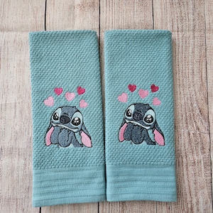 Embroidered Stitch In Love Dish Towel 2 Piece Set