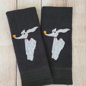 Embroidered Halloween Cartoon Dog Zero Dish Towel 2 Piece Set