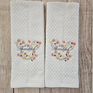 Embroidered Thanksgiving Cartoon Mouse Dish Towel 2 Piece Set