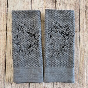 Conjunto de 2 peças de toalha de prato bordada floral lua gato 2 peças