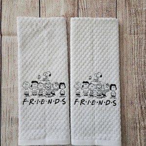 Embroidered Peanuts Friends Dish Towel 2 Piece Set