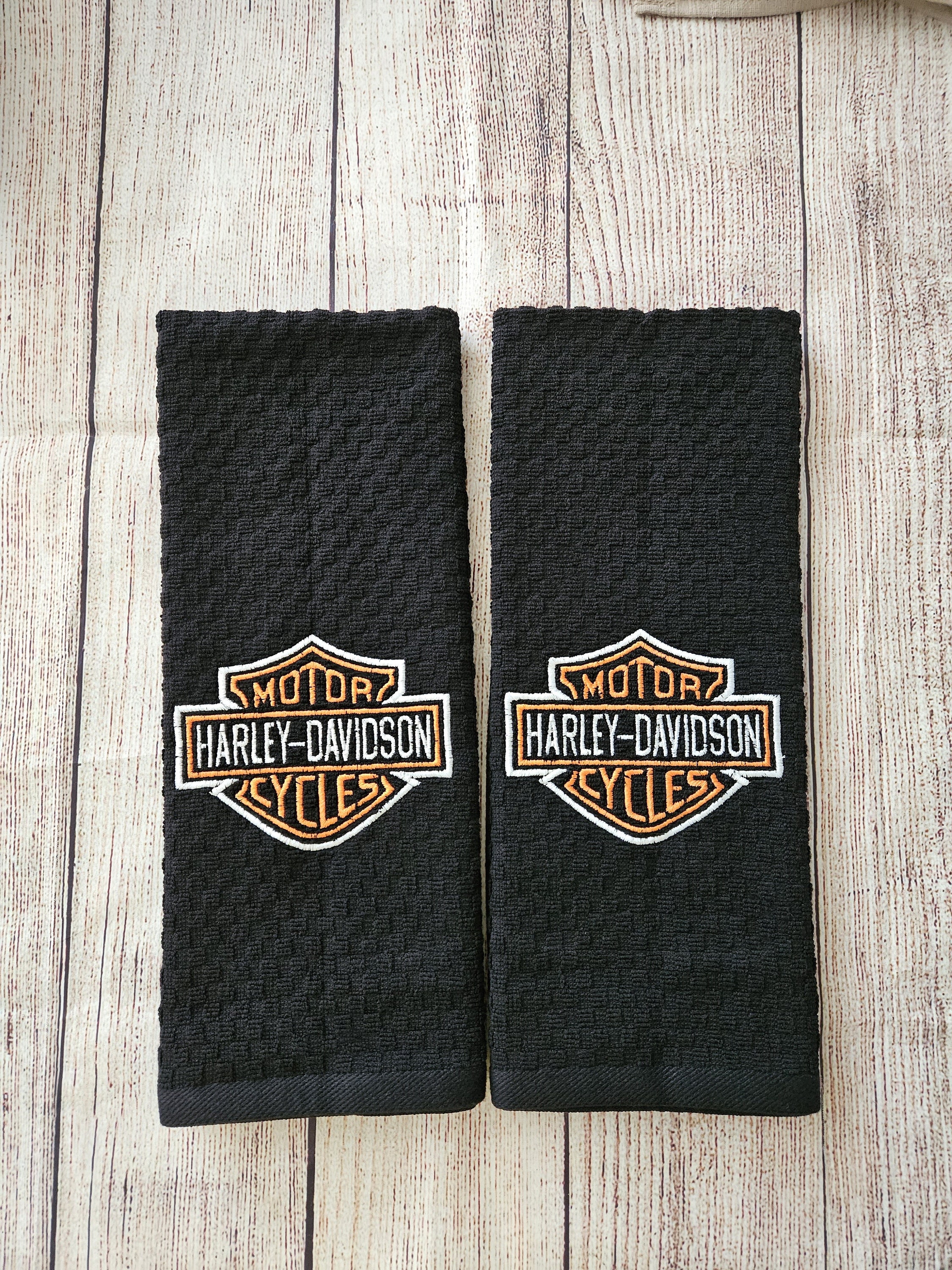 Towel Set 3pc. Bath Towel & Hand Towel Black Harley-Davidson Embroidery