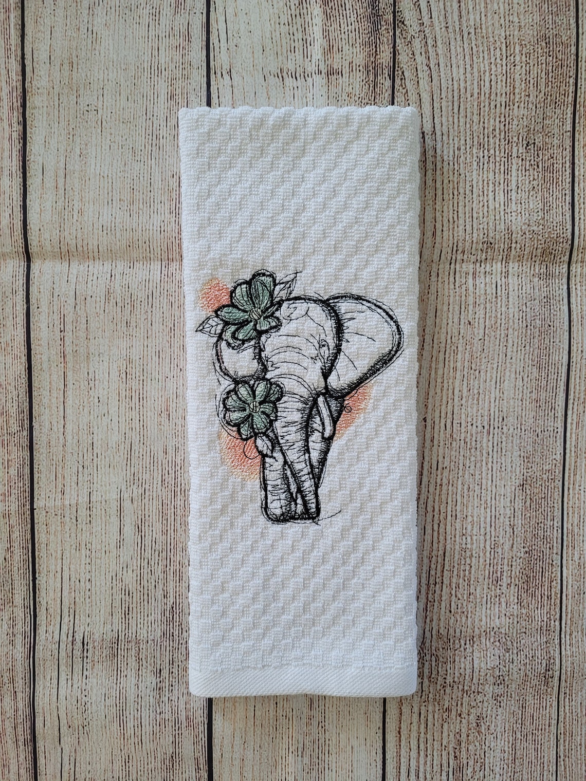 Embroidered Elephant Dish Towel 2 Piece Set Etsy