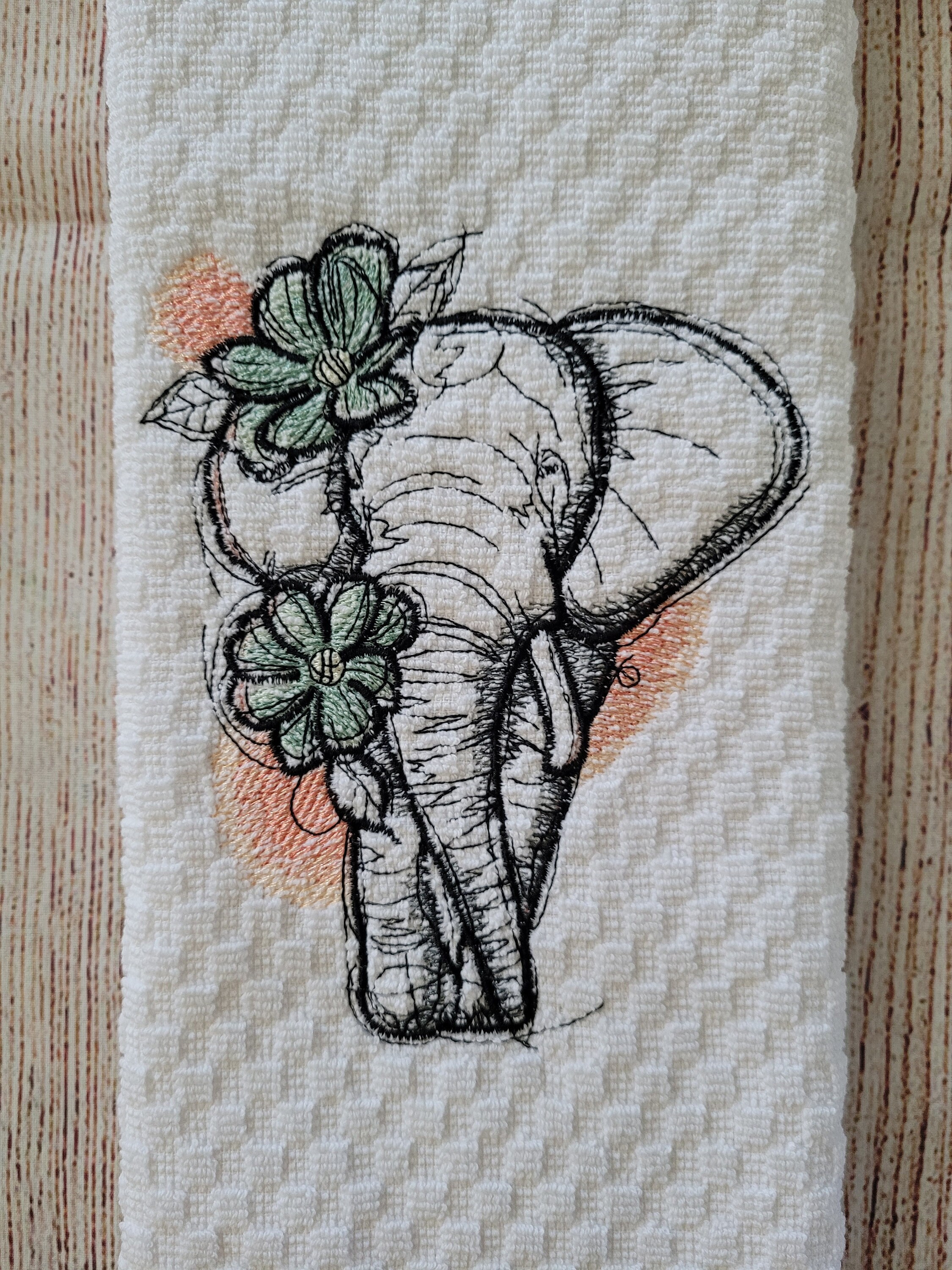 Embroidered Elephant Dish Towel 2 Piece Set Etsy
