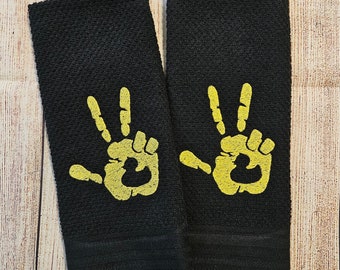 Embroidered Duck Duck Peace Hand Dish Towel 2 Piece Set