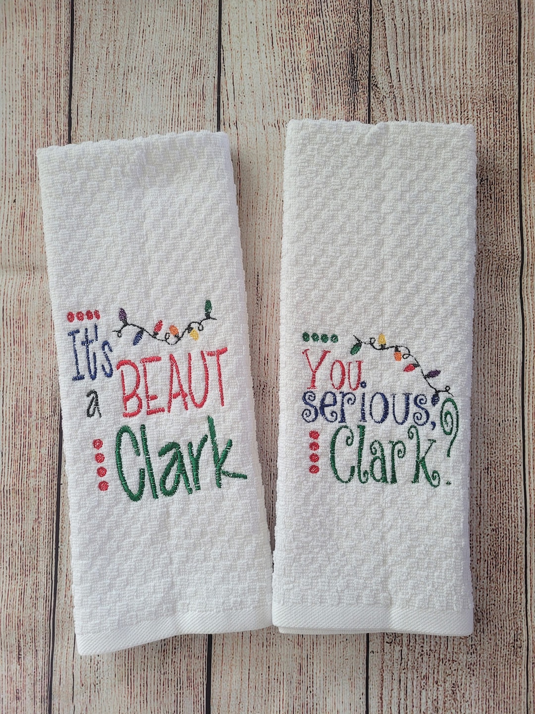 Embroidered Christmas Vacation Dish Towel 2 Piece Set Etsy