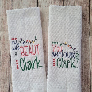 Embroidered Christmas Vacation Dish Towel 2 Piece Set