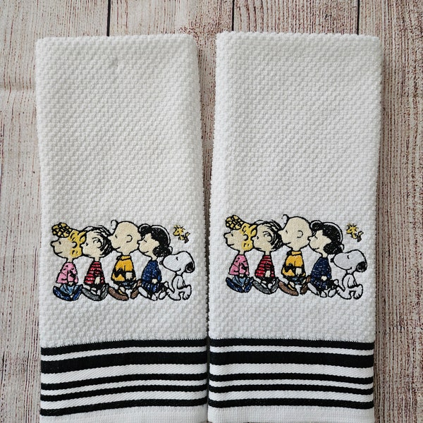Embroidered Peanuts Gang Dish Towel 2 Piece Set