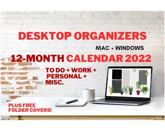 White, 12-Month Desktop Organizer, Bundle, Themed, Calendar