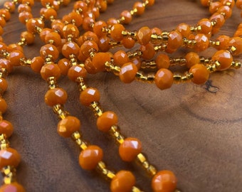 Sacral Orange & Gold Waist Beads - Handcrafted African-inspired Body Jewelry for Elegance and Spirituality