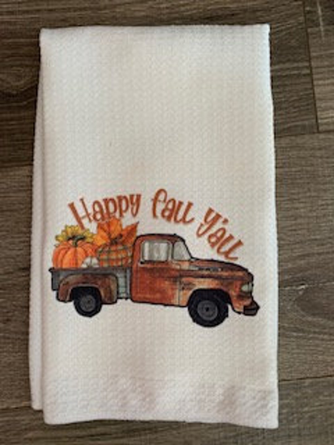 Fall Tea Towel, Fall Kitchen Towel, Red Truck Towel, Kitchen Towels Etsy