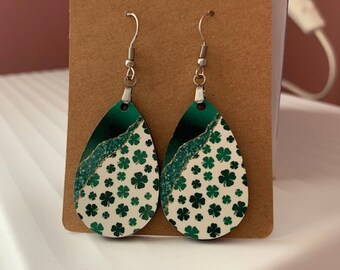 St. Patrick's Day Earrings, St. Patrick's Earrings, Clover Earrings, Teardrop Earrings, Earrings