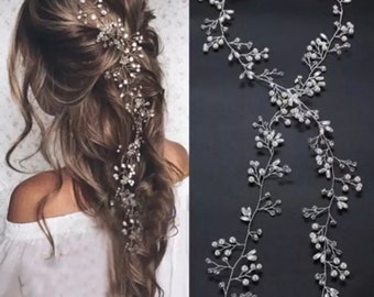 Bridal hair vine 50 cm length Pearl & rhinestone crystal hair vine, wedding hair, bridesmaid hair, hair piece