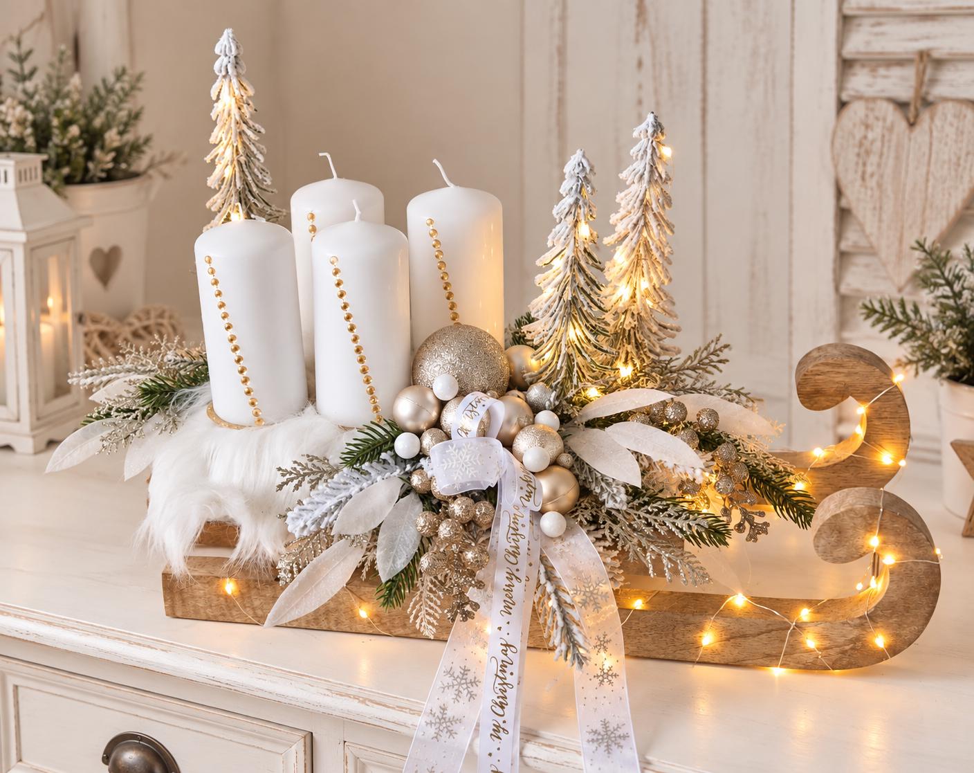 Adventsgesteck glas