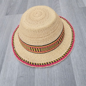 African Bolga Hat Handwoven Ghana Straw Sun Hat Wide Brim Tribal Gurunsi Frafra AFRICAN BOLGA HATS: A CULTURAL ICON - Bashiri main image 4