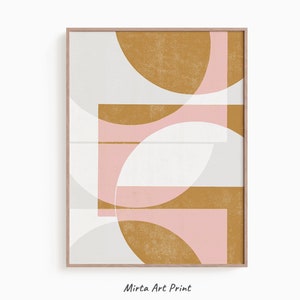 Abstract Geometric Art Print ⋅ Printable Wall Art ⋅ Neutral Blush Pink and Mustard Art Print ⋅ Downloadable Print ⋅ Boho Wall Decor Prints