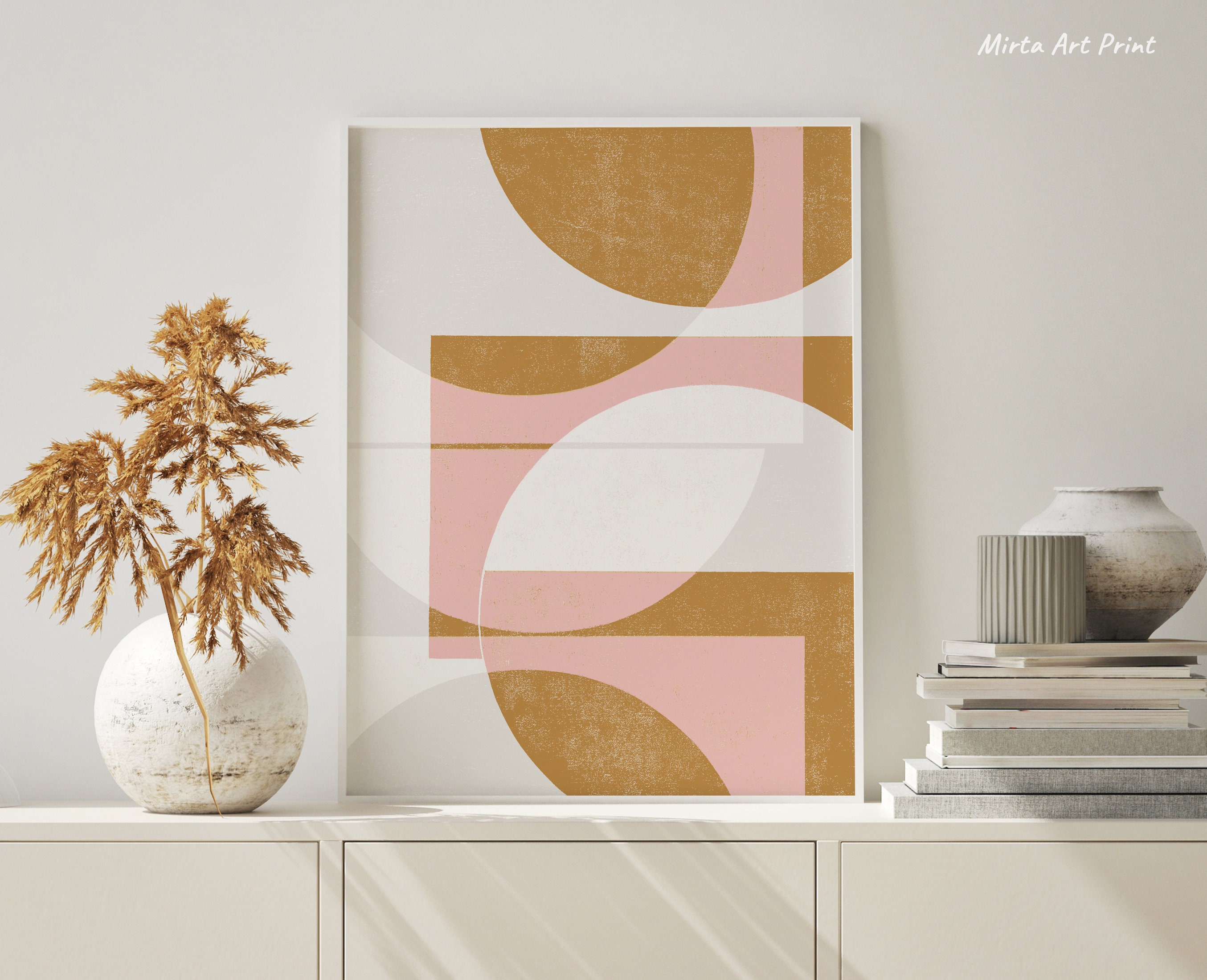 Abstract Geometric Art Print ⋅ Printable Wall Art ⋅ Neutral Blush Pink ...