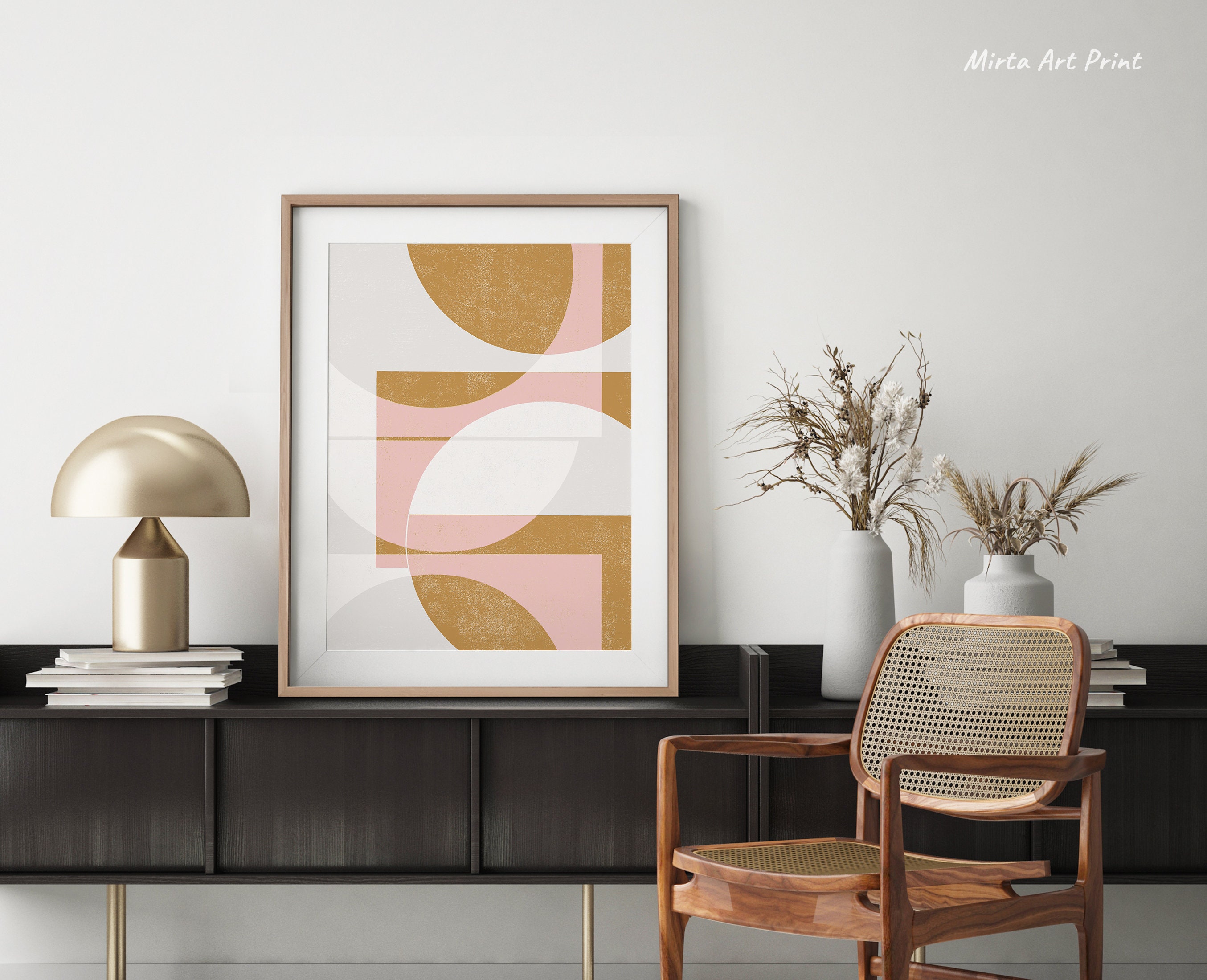 Abstract Geometric Art Print Printable Wall Art Neutral Blush Pink and ...