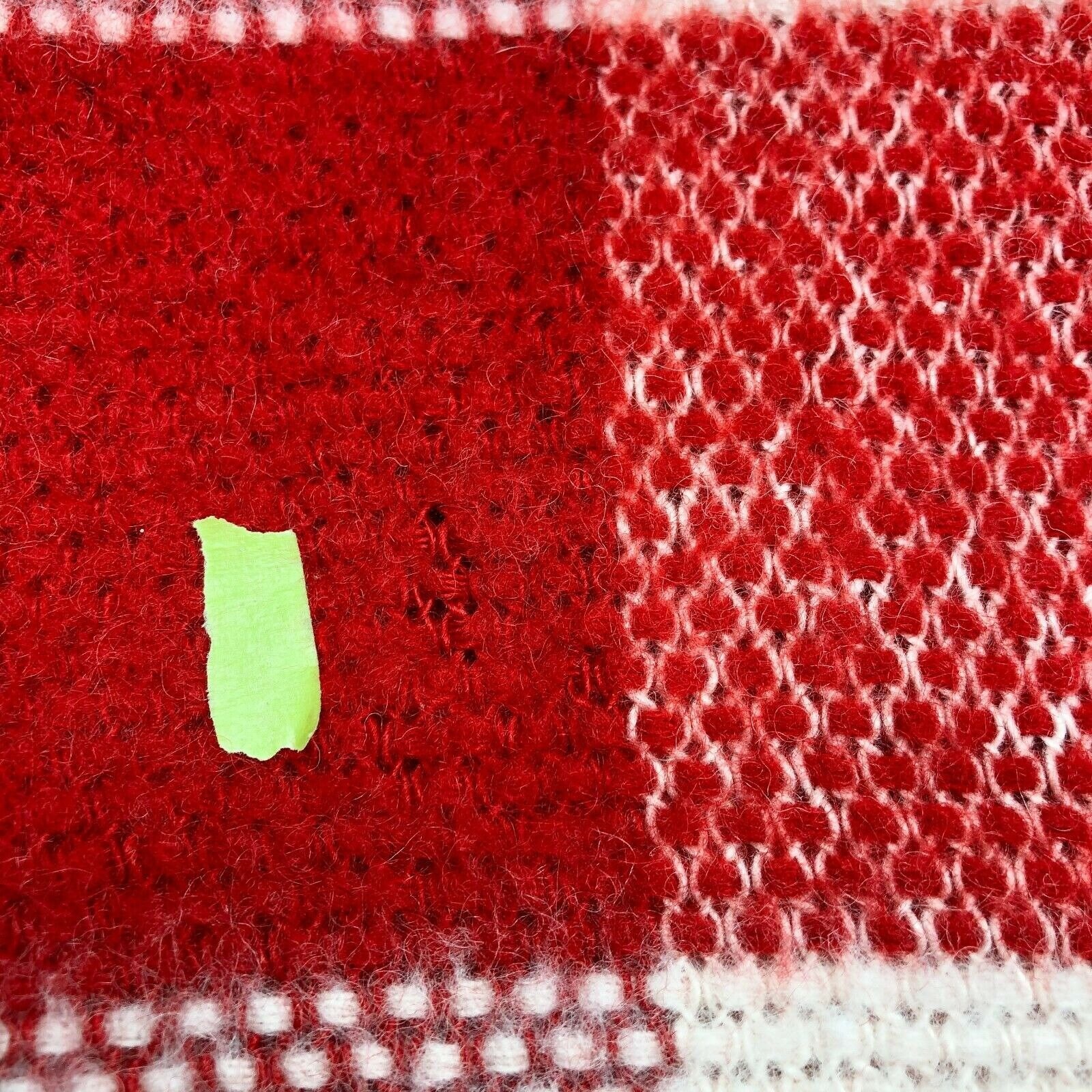 VTG Royal Velvet Fieldcrest Wool Blend Holiday Red Waffle Weave Blanket