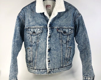 Vintage Levi's Sherpa Lined Denim Jacket USA Levis - Etsy