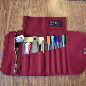 Pencil roll case handmade, art roll, travel pouch, pen case, paint brush case