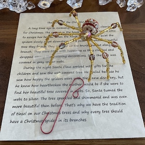Christmas spiders, ornament, Spiderville, beaded spiders