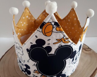 Birthday Crown - Mickey mouse | | anniversary meets | Slate | Happy birthday | First year | T-shirt | | shirt crown | reversible