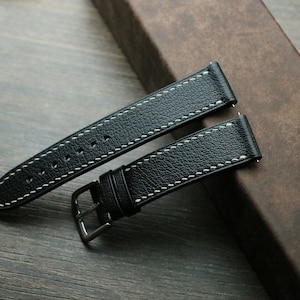 Alran black  slim Leather watch strap  24mm,22mm,21mm,20mm,19mm,18mm,16mm-ALRAN-BLACK-0-K-X-N-