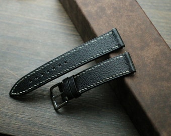 Alran black  slim Leather watch strap  24mm,22mm,21mm,20mm,19mm,18mm,16mm-ALRAN-BLACK-0-K-X-N-