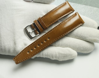 Handgefertigtes Uhrenarmband aus braunem Toskana Leder, Custom Size - TU24