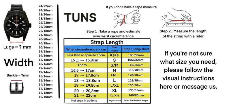 Handgefertigtes Uhrenarmband Togo Black, Custom Size - TG1 Bild 9