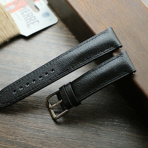Alran black  Leather watch strap  24mm,22mm,21mm,20mm,19mm,18mm,16mm-ALRAN-BLACK-F-S-M-N-