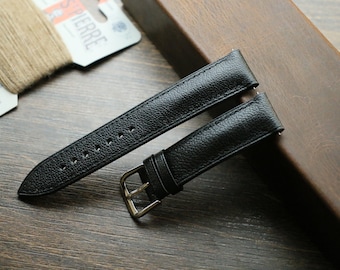 Alran black  Leather watch strap  24mm,22mm,21mm,20mm,19mm,18mm,16mm-ALRAN-BLACK-F-S-M-N-